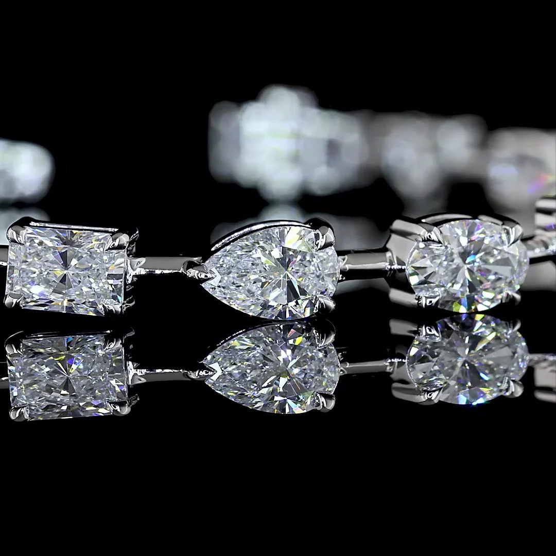 6.21 Cts 14k White Gold Mix Shape Station Bracelet - Image 2