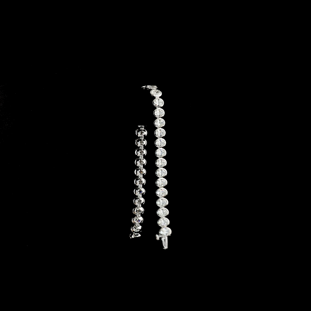 10.74 Cts 14k White Gold Oval Shape Tennis Bracelet - Image 3