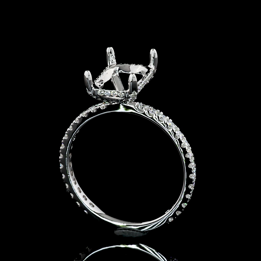 3.58 Cts 14k White Gold Radiant Shape Hidden Halo Ring - Image 3