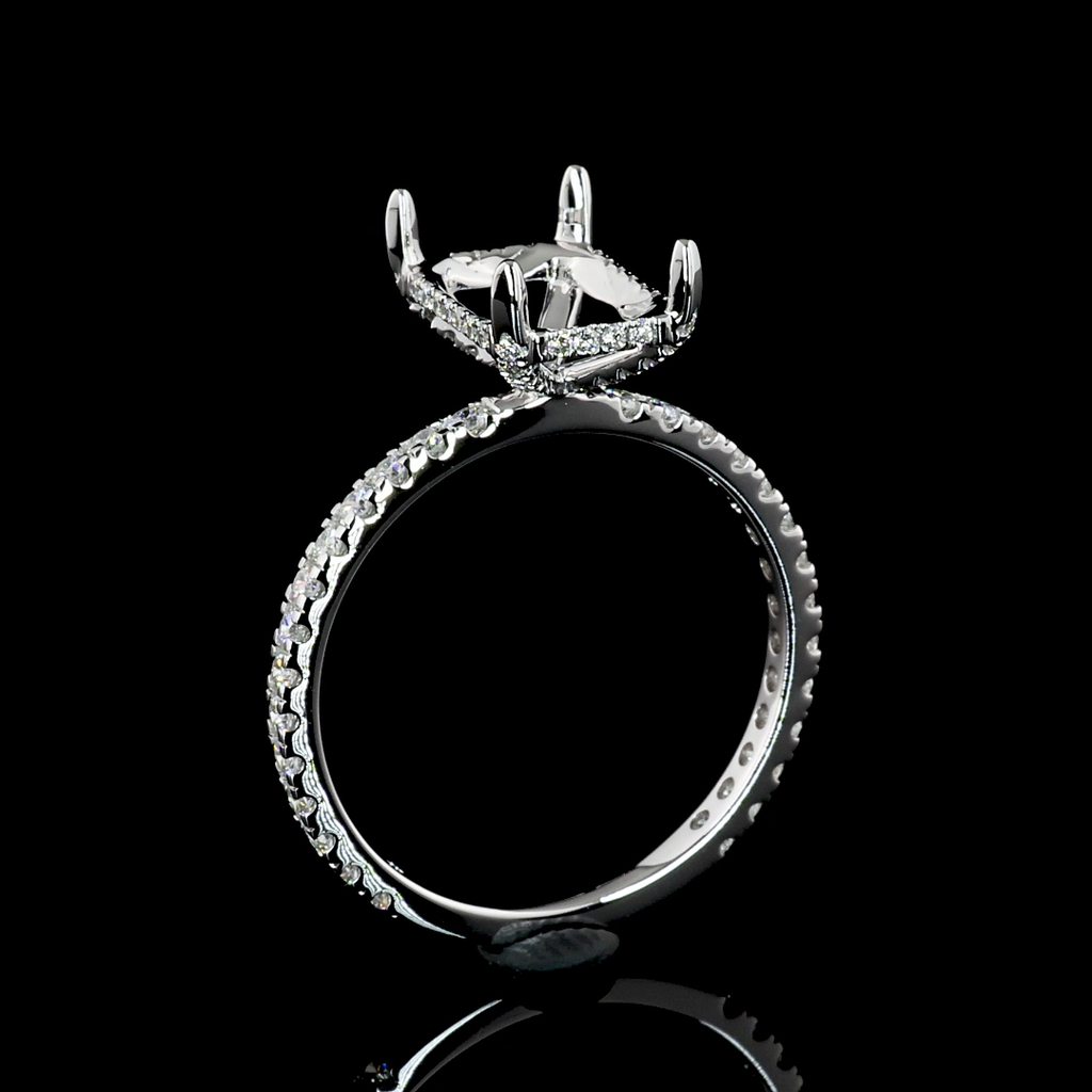 3.58 Cts 14k White Gold Radiant Shape Hidden Halo Ring - Image 4