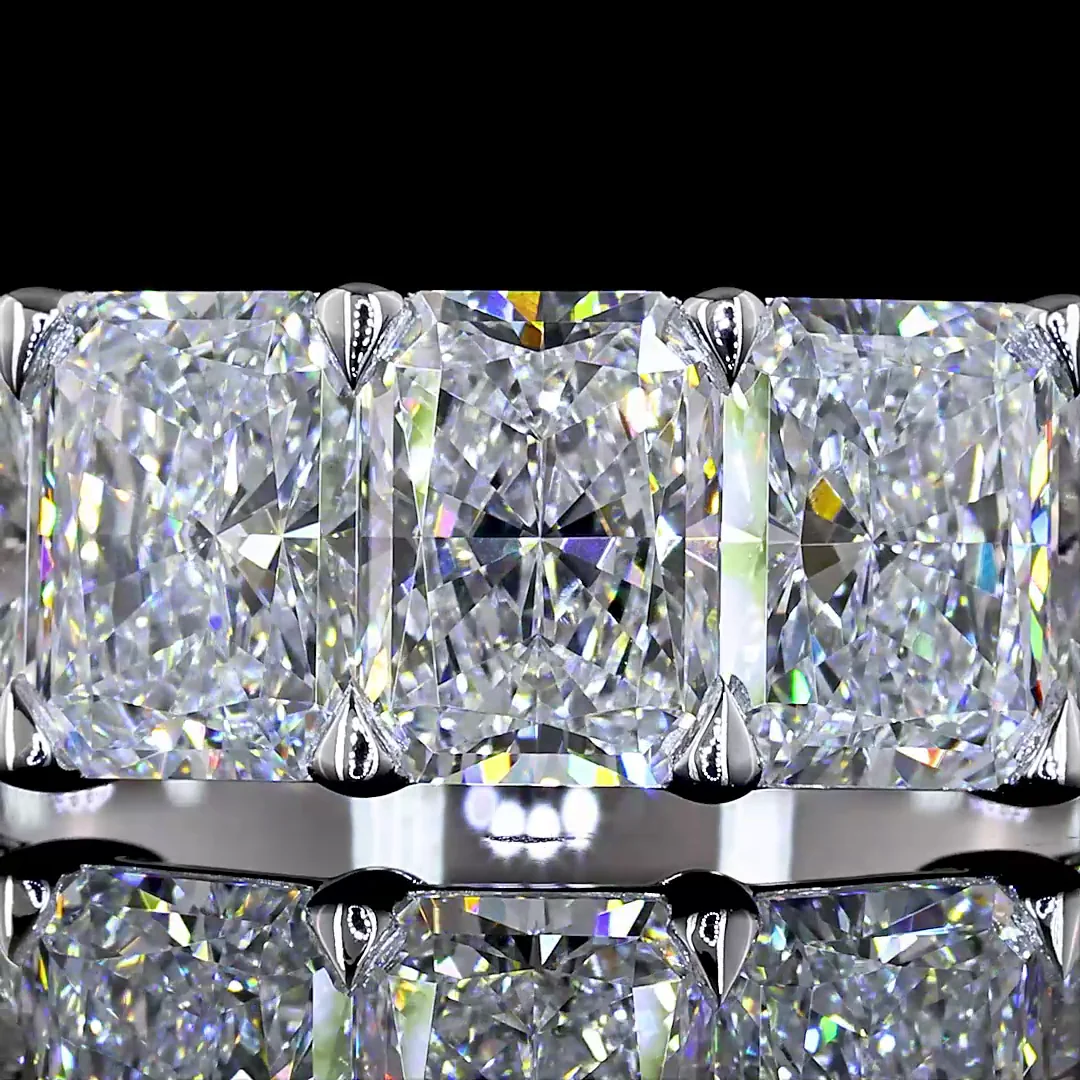 3.05 Cts 14k White Gold Radiant Shape 5 Stones Eternity Band - Image 3