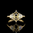 3.45 Cts 14k Yellow Gold Step Marquise Shape 3 Stones Ring - Video