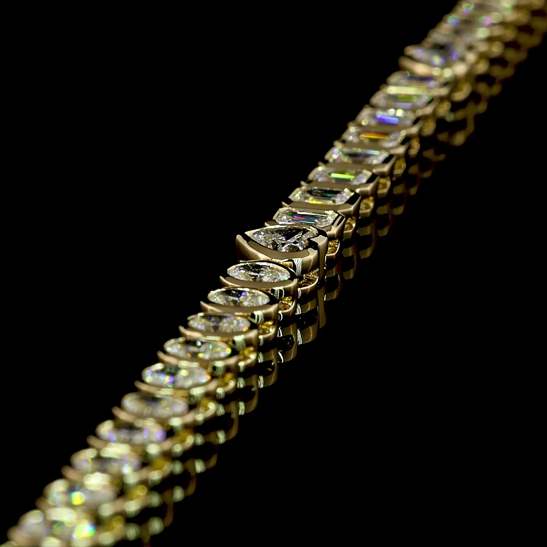 8 Cts 14k Yellow Gold Mix Shape Tennis Necklace - Image 2