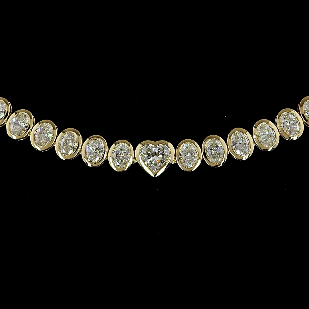 8 Cts 14k Yellow Gold Mix Shape Tennis Necklace - Image 3