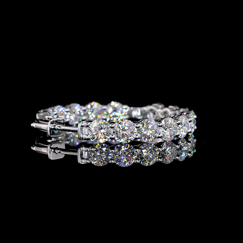 9.68 Cts 14k White Gold Round Shape Hoops Earring - Image 4