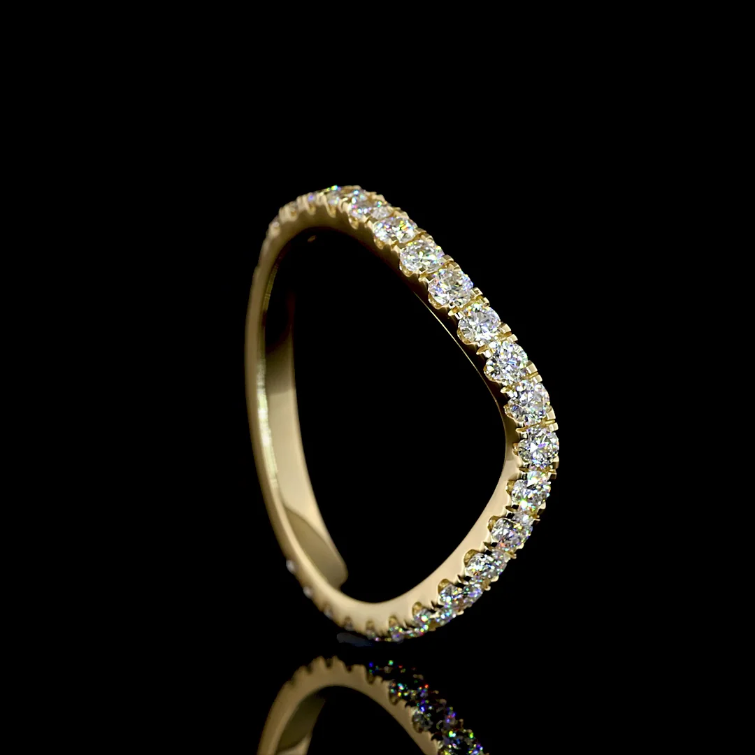 0.69 Cts 14k Yellow Gold Round Shape 3/4 Band Eternity Band - Image 2