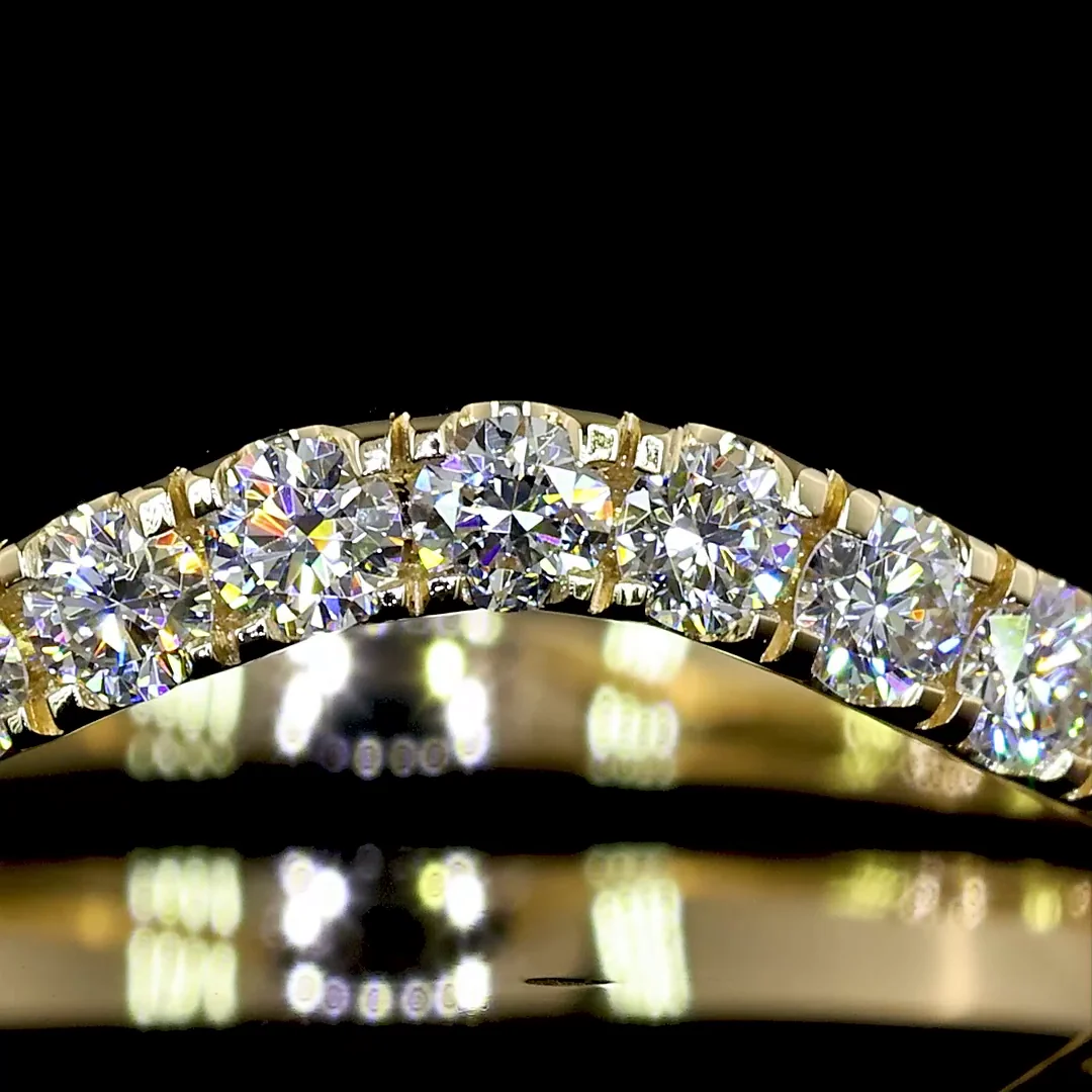 0.69 Cts 14k Yellow Gold Round Shape 3/4 Band Eternity Band - Image 3