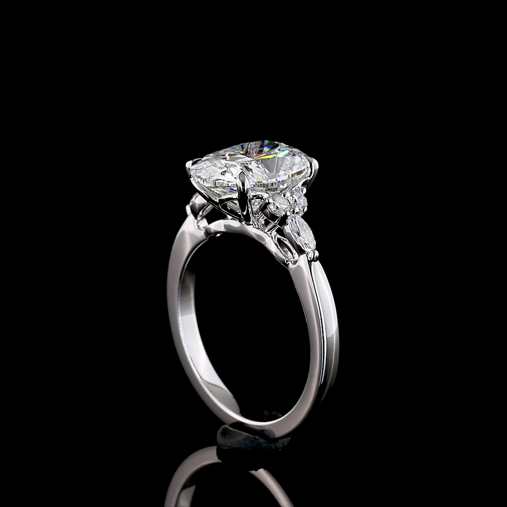 3.38 Cts 14k White Gold Cushion Brilliant Shape Special Ring - Image 2