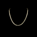 9.85 Cts 14k Yellow Gold Emerald Shape Tennis Necklace - Video