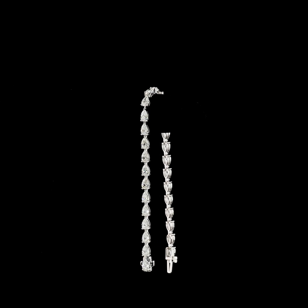 7.28 Cts 14k White Gold Pear Shape Tennis Bracelet - Image 3