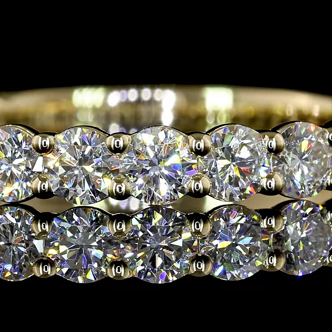 1.07 Cts 14k Yellow Gold Round Shape 3/4 Band Eternity Band - Image 3