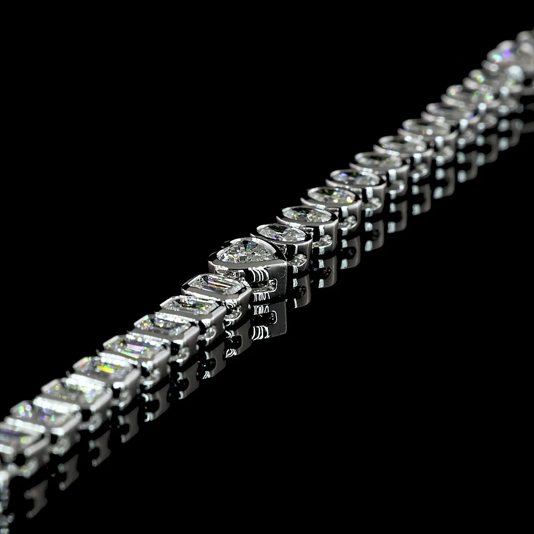 7.95 Cts 14k White Gold Mix Shape Tennis Necklace - Image 4