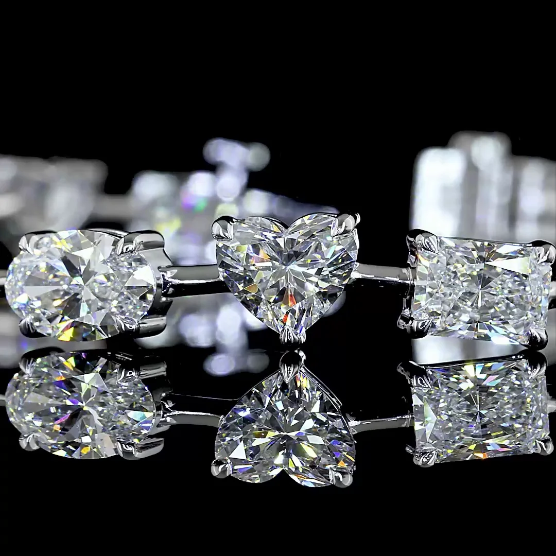 14.58 Cts 14k White Gold Mix Shape Station Bracelet - Image 2