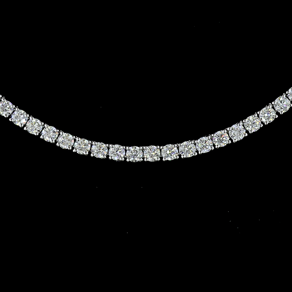5.45 Cts 14k White Gold Round Shape Tennis Necklace - Image 3