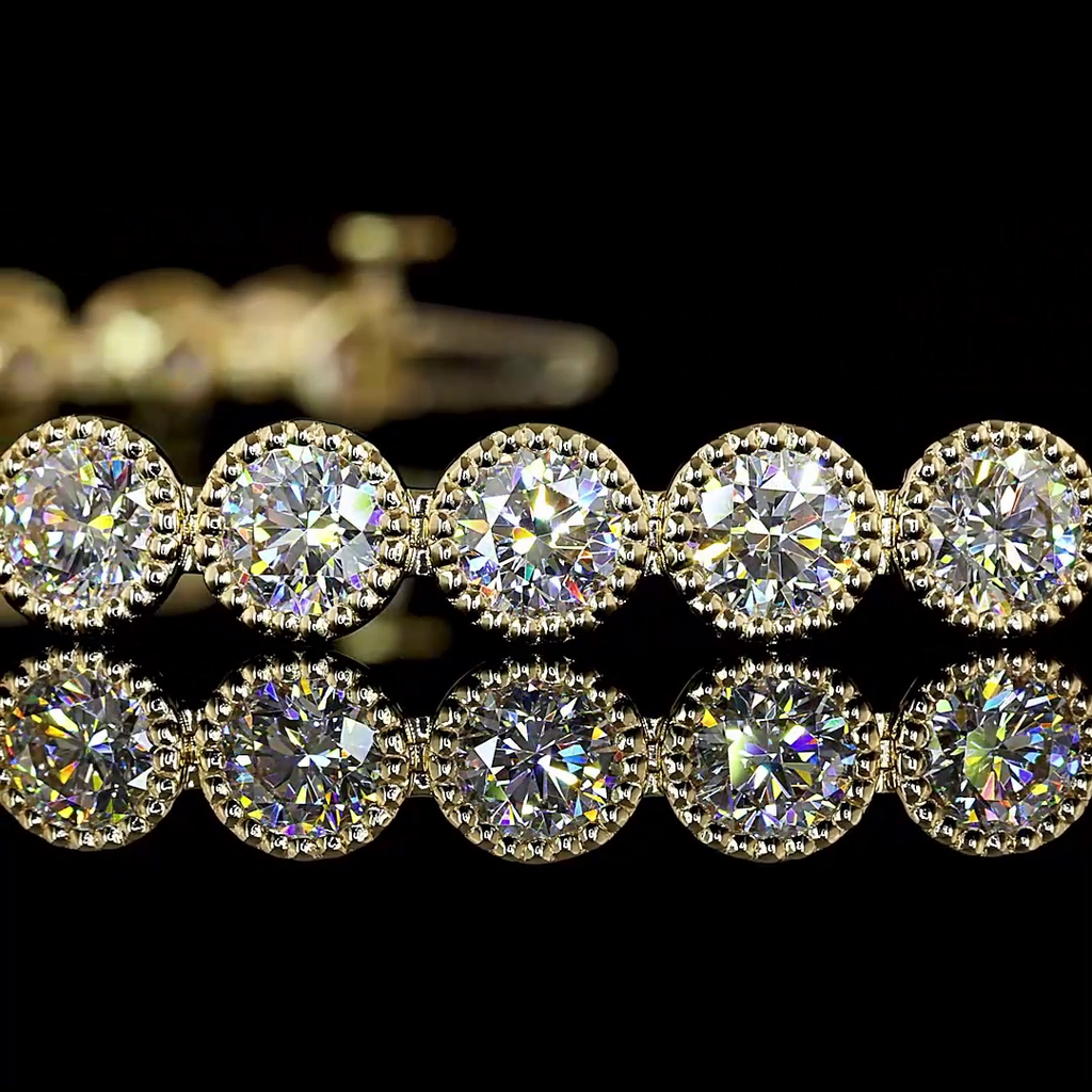 6.77 Cts 14k Yellow Gold Round Shape Tennis Bracelet - Image 2