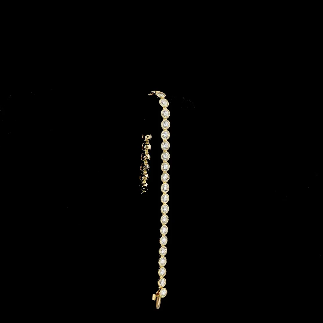 6.77 Cts 14k Yellow Gold Round Shape Tennis Bracelet - Image 3