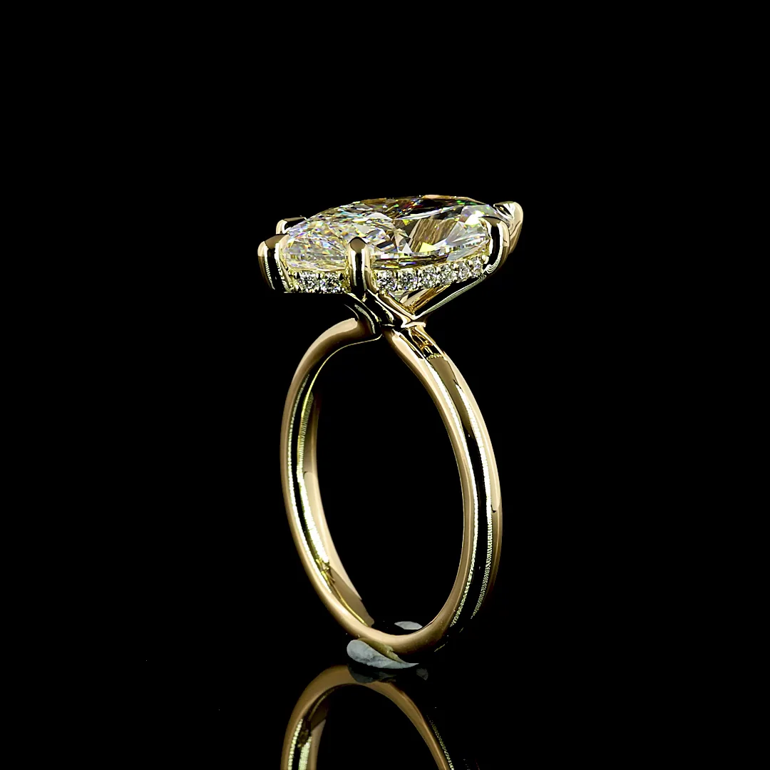5.2 Cts 14k Yellow Gold Marquise Shape Hidden Halo Ring - Image 2