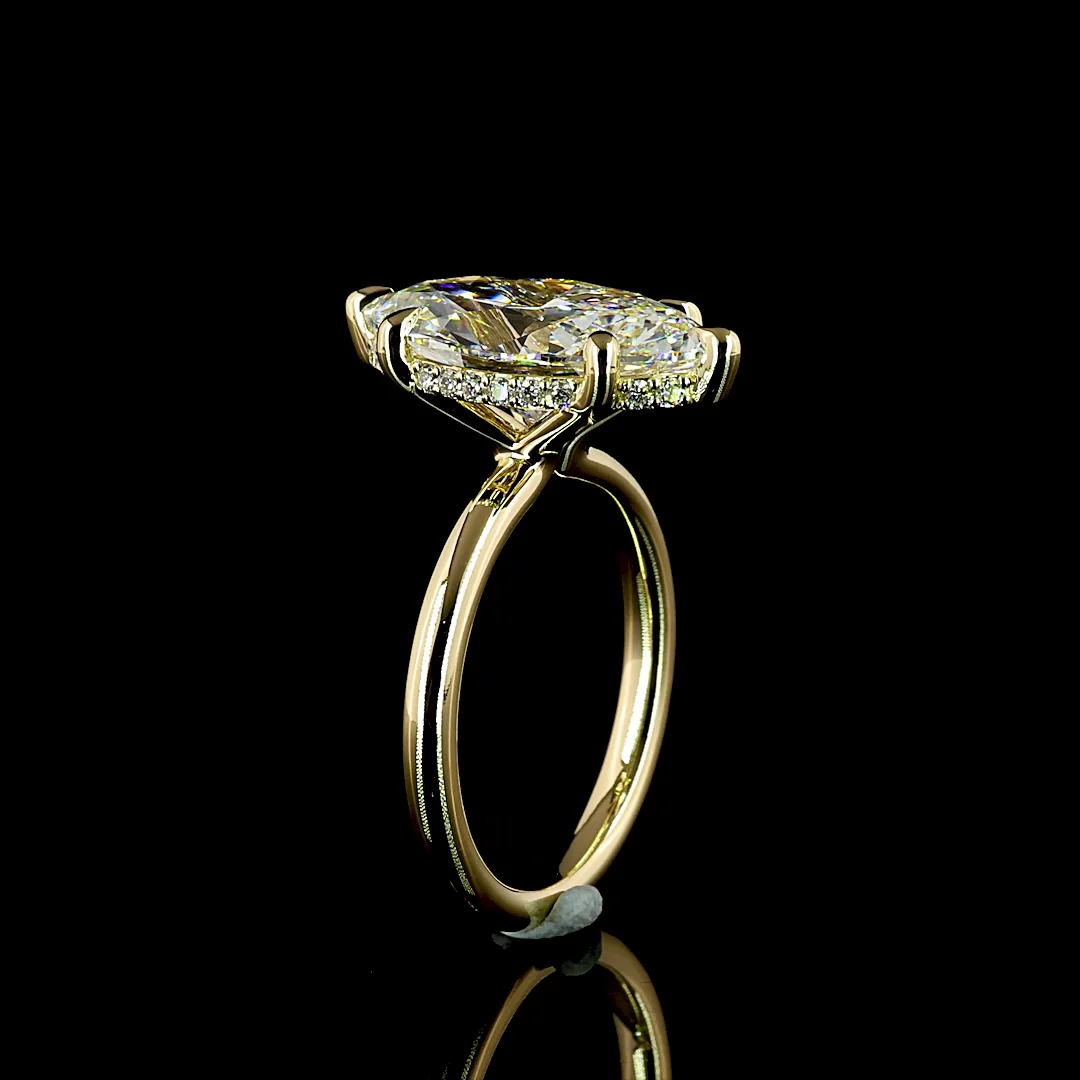 5.2 Cts 14k Yellow Gold Marquise Shape Hidden Halo Ring - Image 4