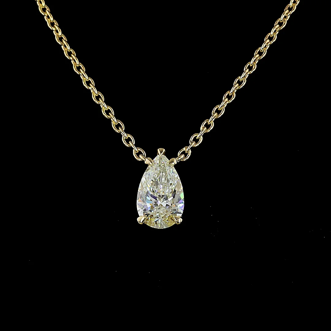 1.56 Cts 14k Yellow Gold Pear Shape Solitaire Pendant - Image 3 (3)