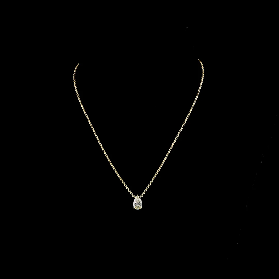 1.56 Cts 14k Yellow Gold Pear Shape Solitaire Pendant - Video