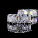 3.2 Cts 14k White Gold Emerald Shape Huggies Earring - Image 2