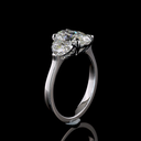 2.95 Cts 14k White Gold Oval Shape 3 Stones Ring - Image 4