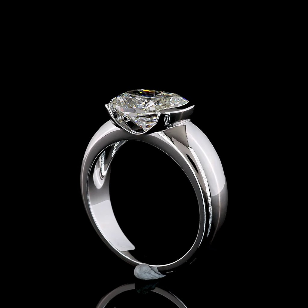 3.29 Cts 14k White Gold Cushion Brilliant Shape Solitaire Ring - Image 2
