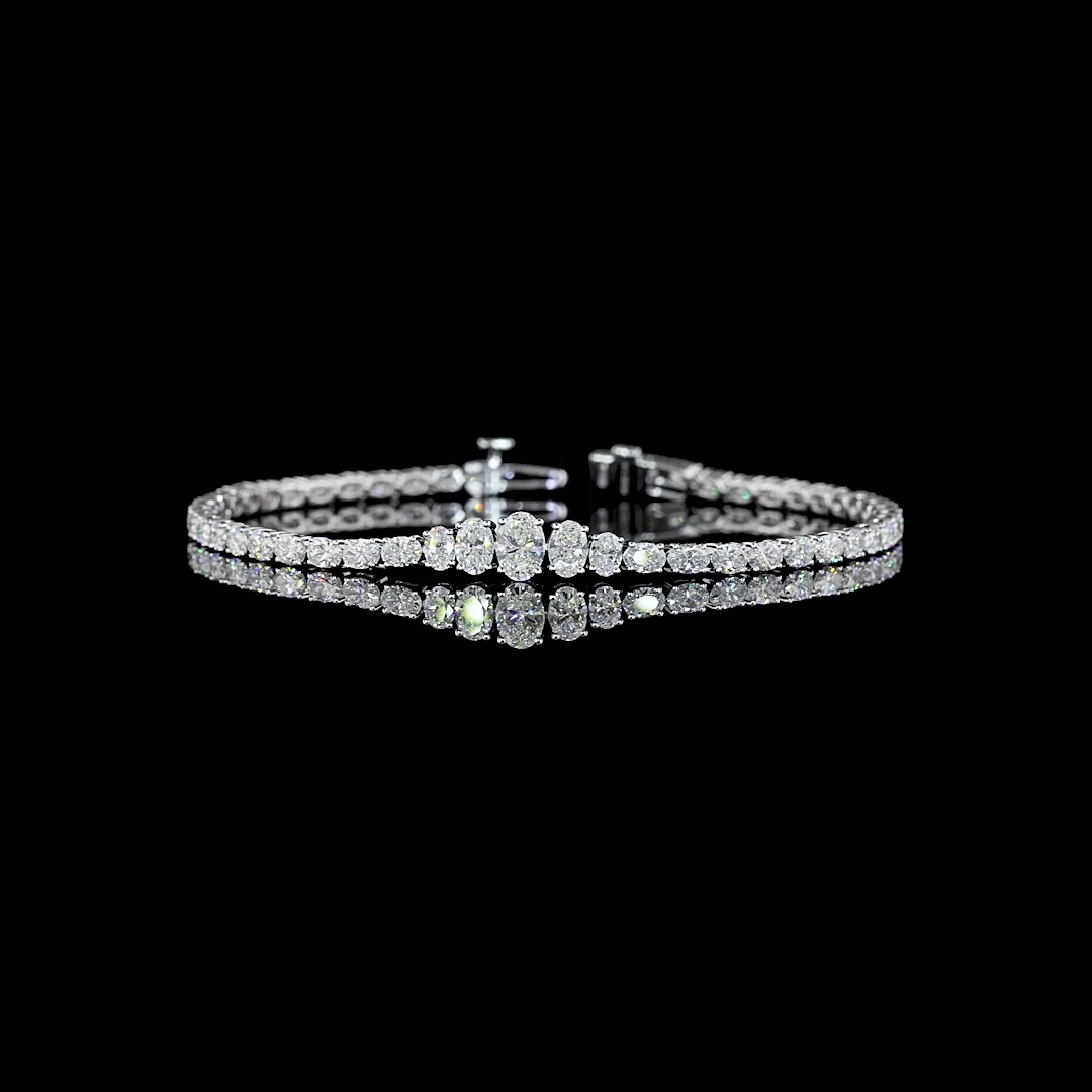 4.49 Cts 14k White Gold Oval Shape Tennis Bracelet - Video