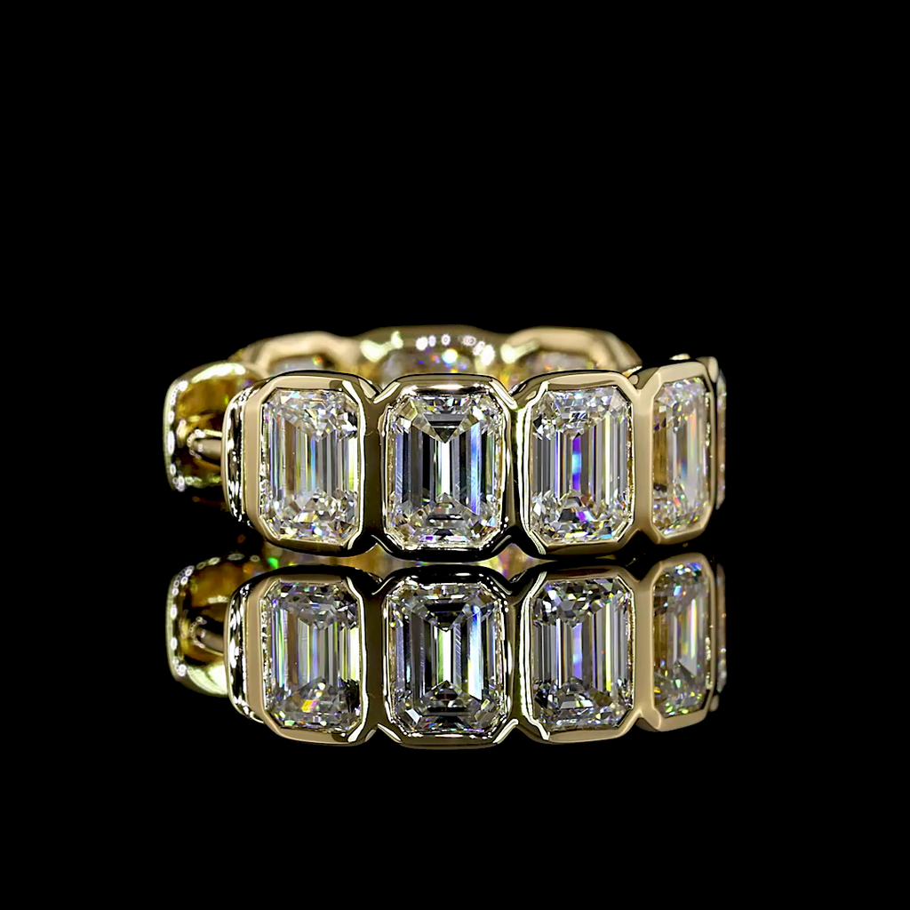 3.61 Cts 14k Yellow Gold Emerald Shape Huggies Earring - Image 4