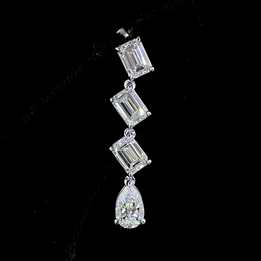 5.01 Cts 14k White Gold Mix Shape Hanging Earring - Image 3