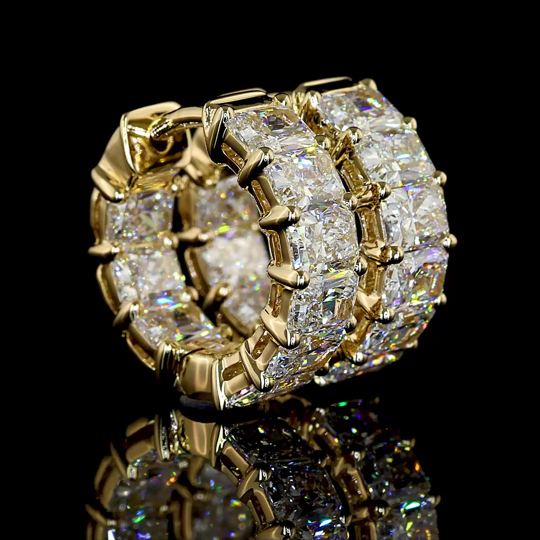 3.19 Cts 14k Yellow Gold Radiant Shape Huggies Earring - Image 3