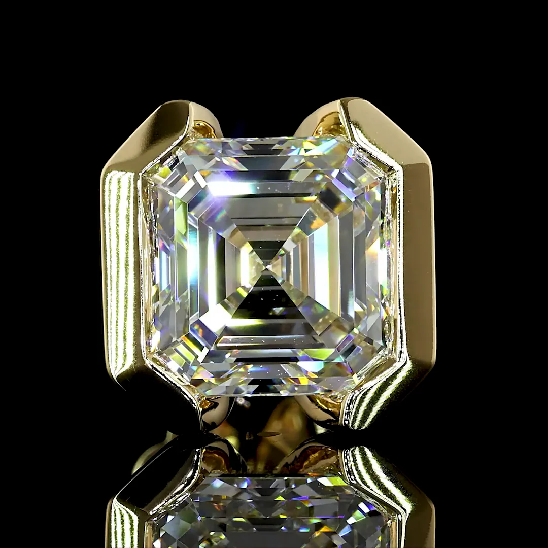 6.06 Cts 14k Yellow Gold Asscher Shape Studs Earring - Image 3