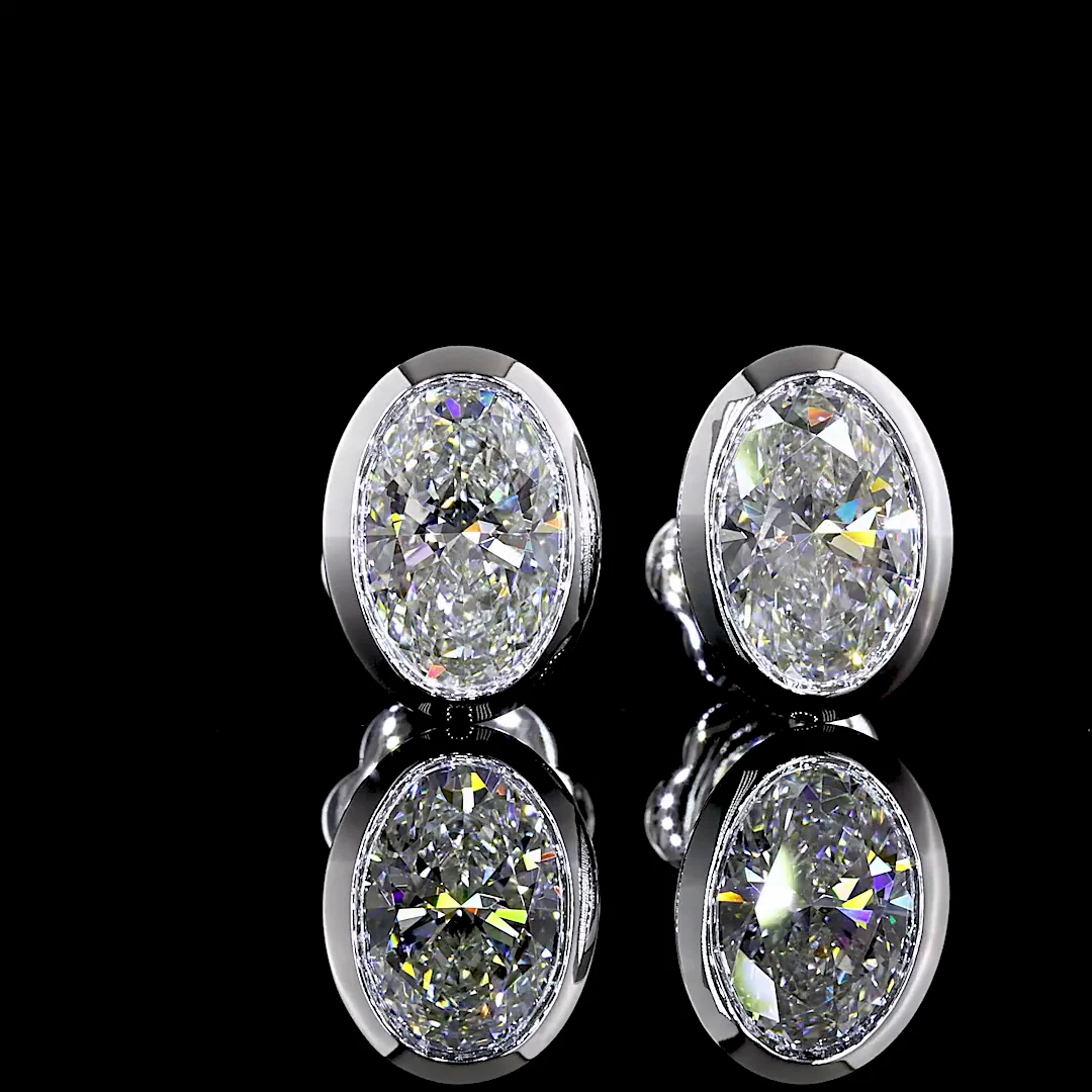 2.05 Cts 14k White Gold Oval Shape Studs Earring - Video