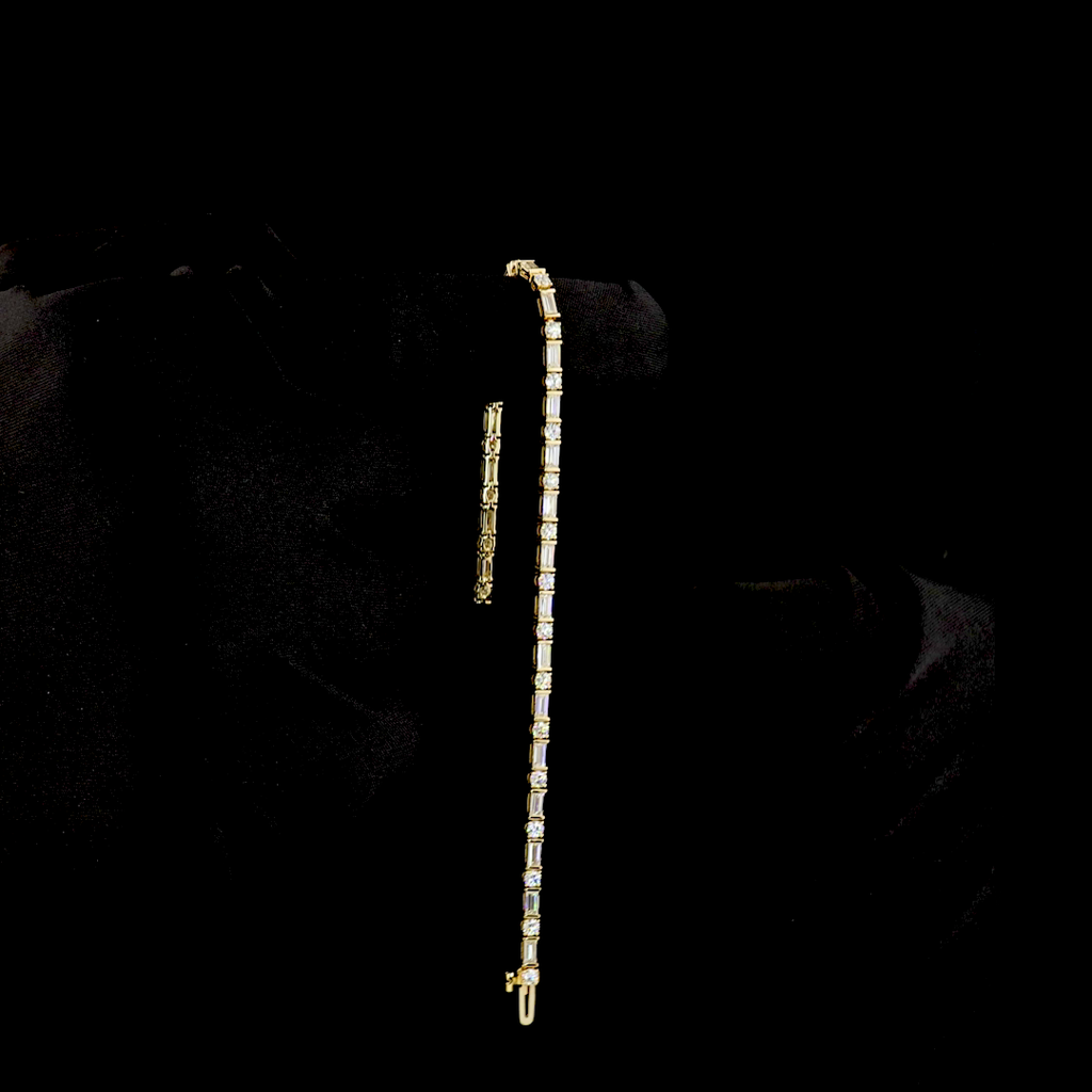 3.85 Cts 14k Yellow Gold Mix Shape Tennis Bracelet - Image 3