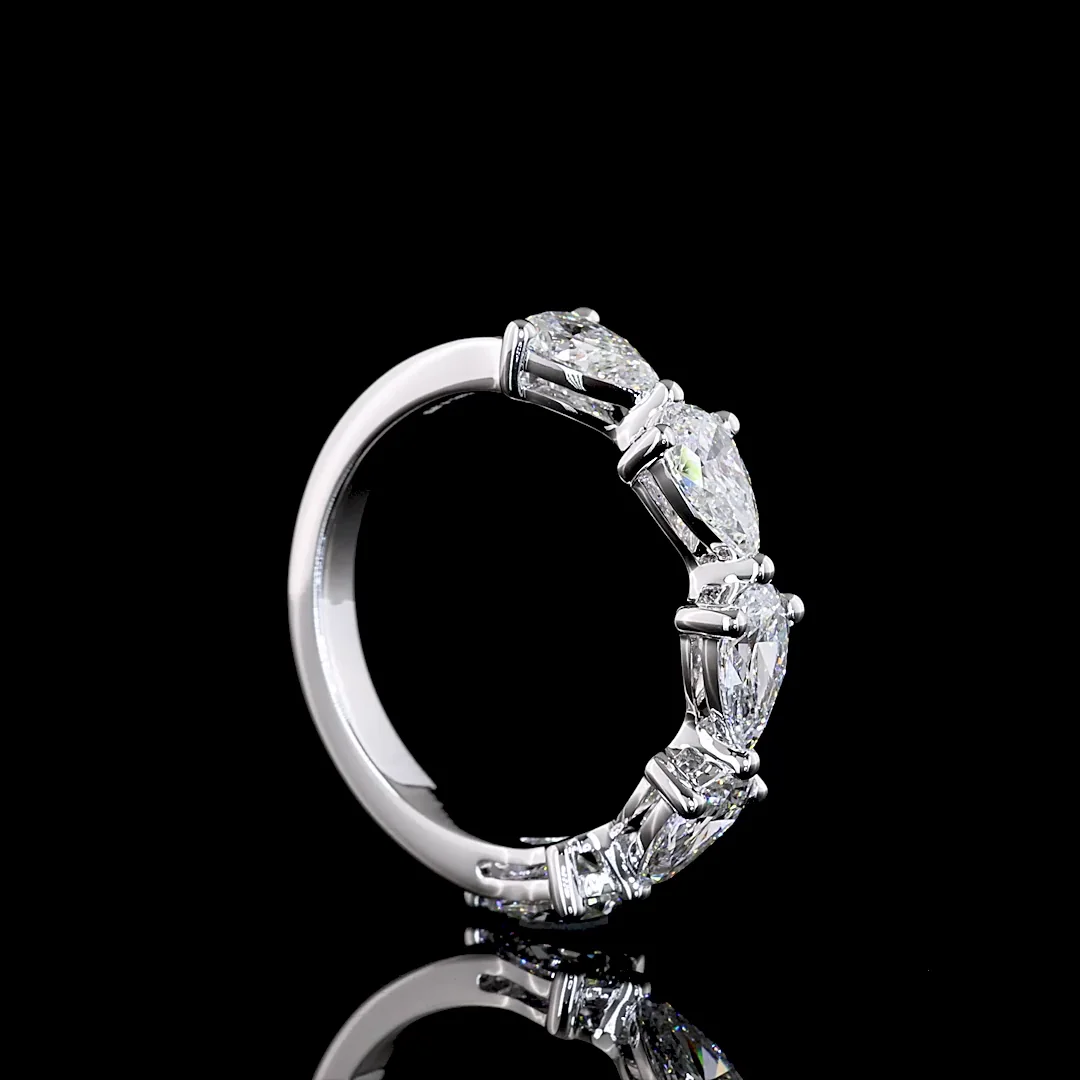 1.99 Cts 14k White Gold Pear Shape 5 Stones Eternity Band - Image 2