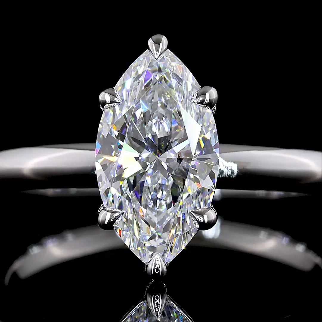 1.56 Cts 14k White Gold Marquise Shape Solitaire Ring - Image 3