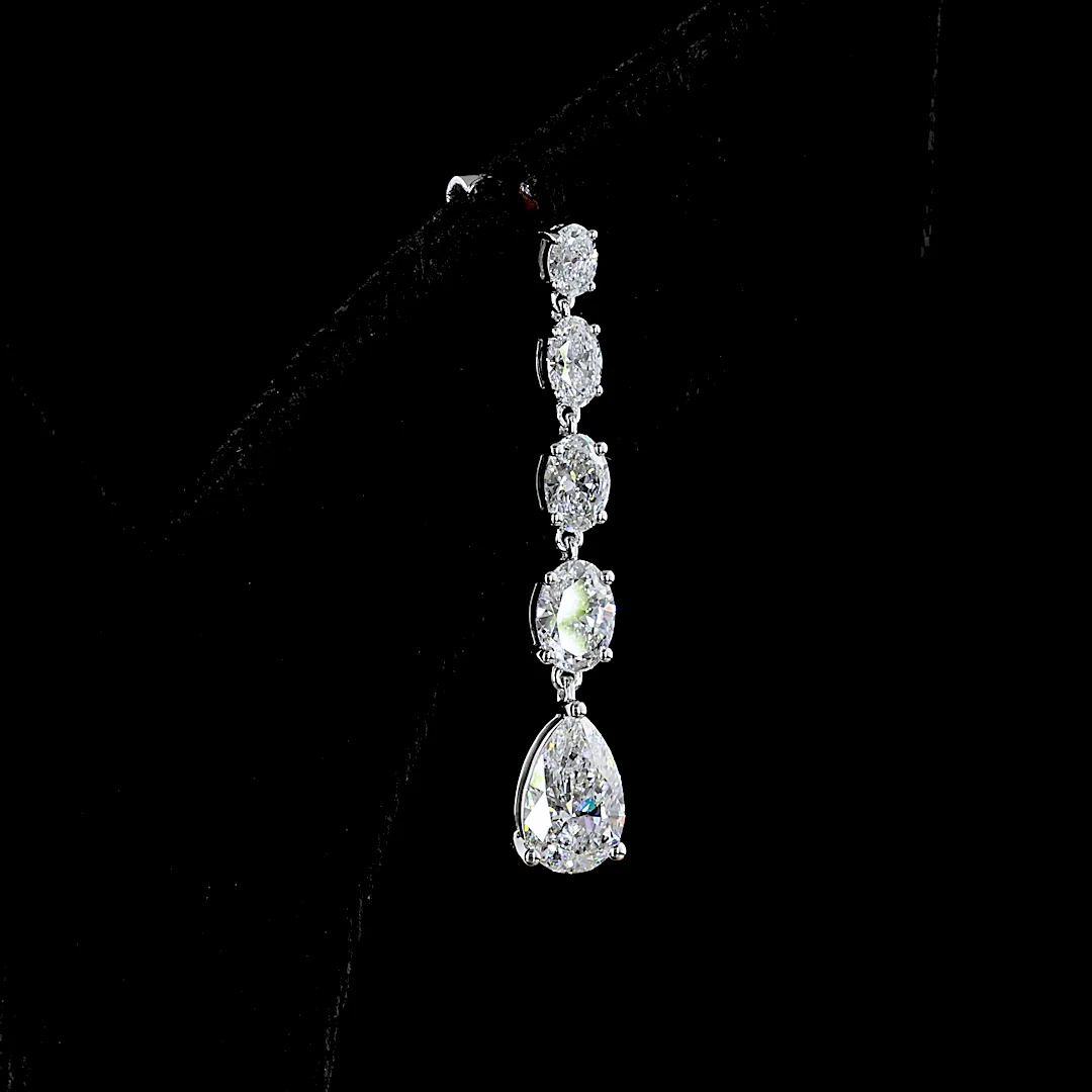 3.52 Cts 14k White Gold Mix Shape Hanging Earring - Image 4