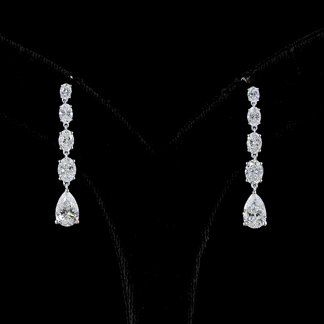 3.52 Cts 14k White Gold Mix Shape Hanging Earring - Video