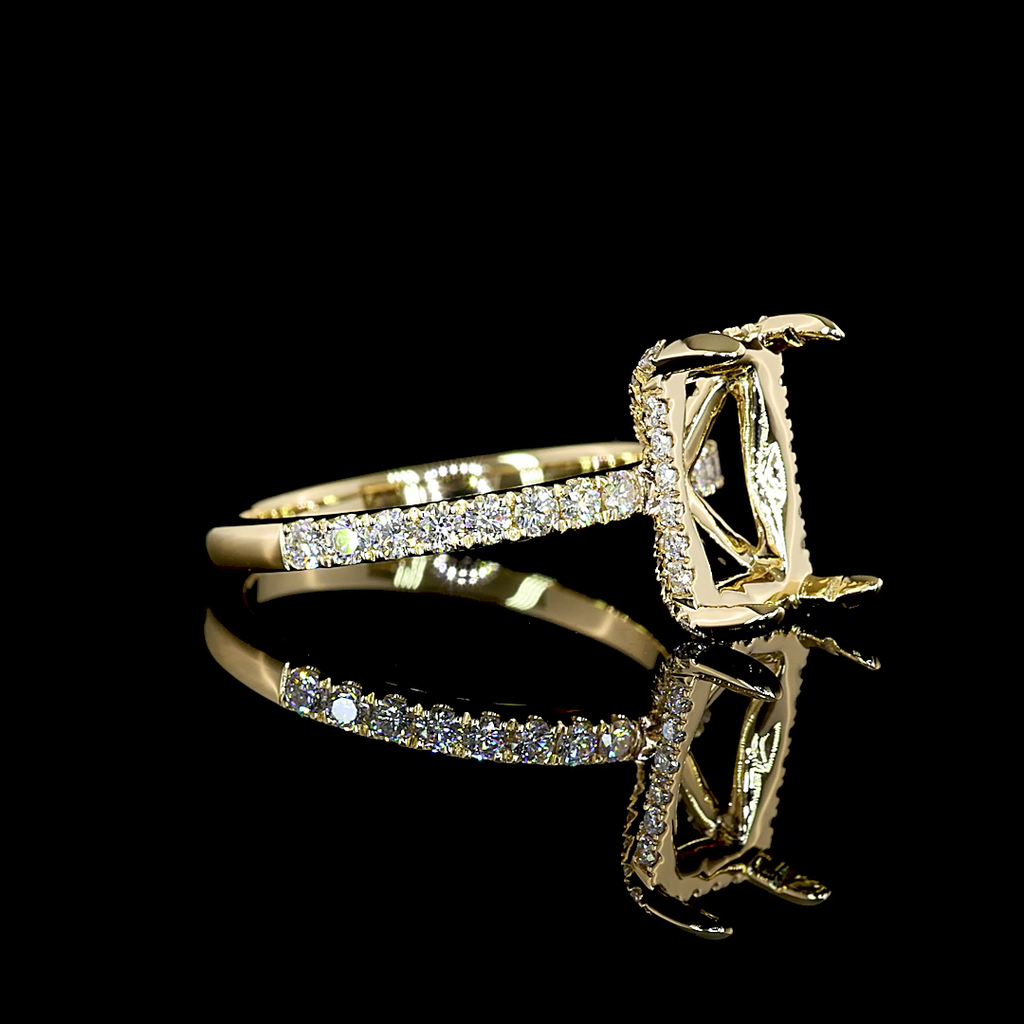 3.63 Cts 14k Yellow Gold Radiant Shape Hidden Halo Ring - Image 3