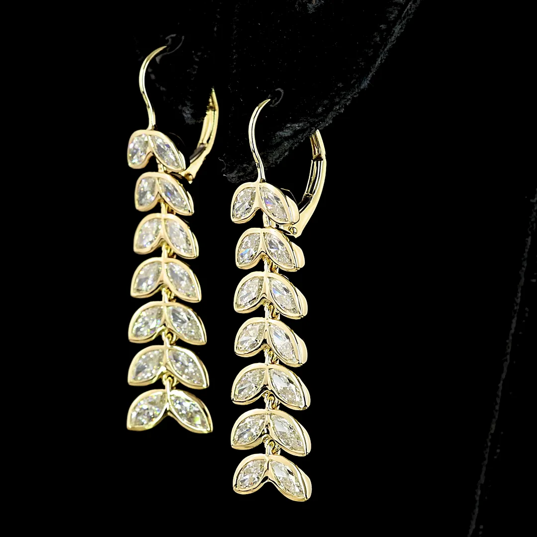 3.33 Cts 14k Yellow Gold Marquise Shape Hanging Earring - Image 4