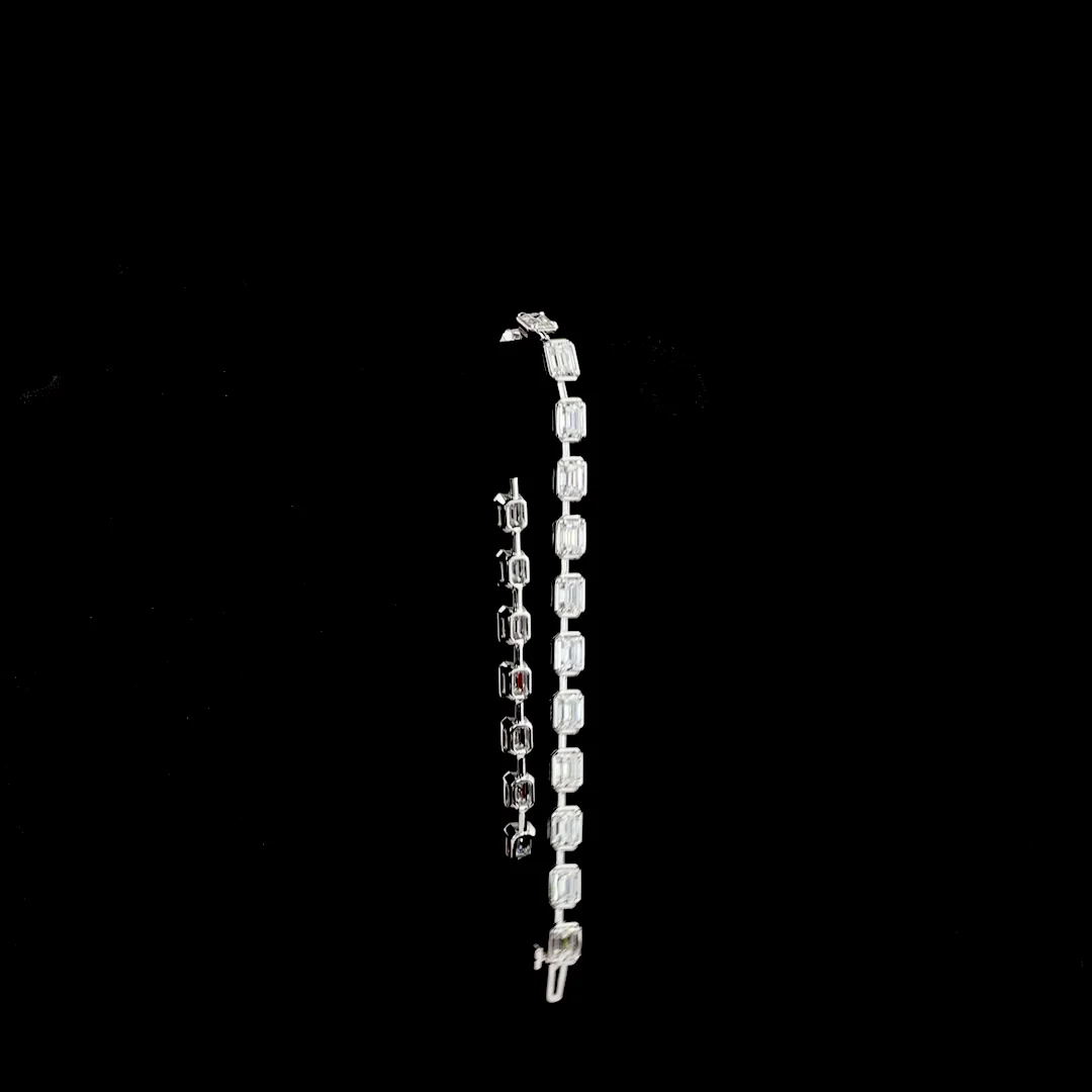 7.31 Cts 14k White Gold Emerald Shape Station Bracelet - Image 3