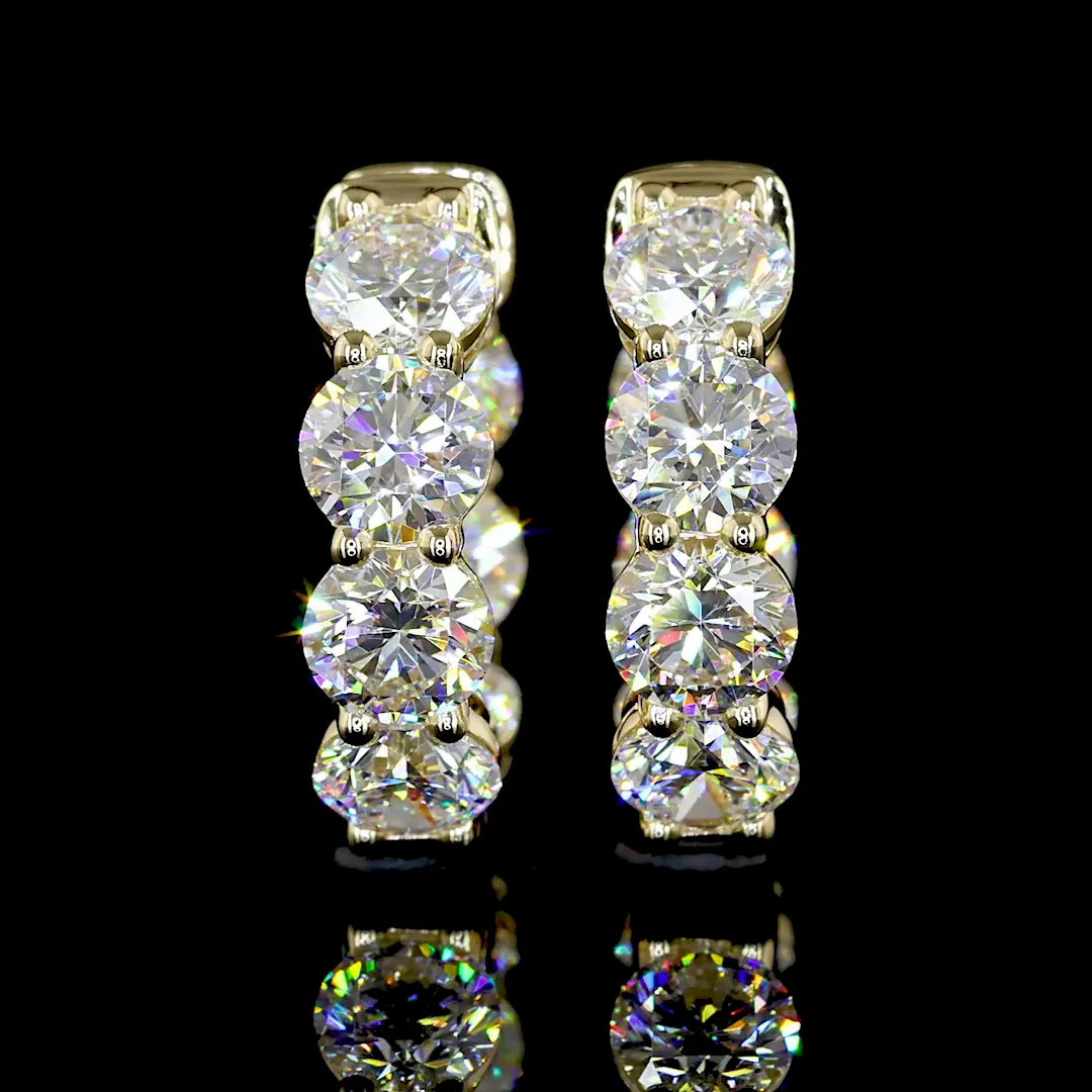 3.87 Cts 14k Yellow Gold Round Shape Huggies Earring - Video