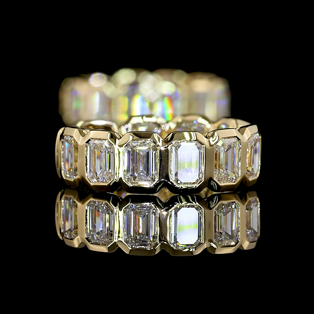 1.98 Cts 14k Yellow Gold Emerald Shape Huggies Earring - Image 2