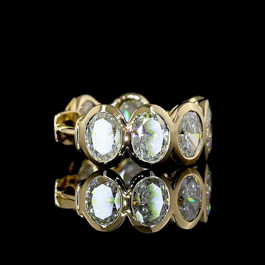 3.58 Cts 14k Yellow Gold Oval Shape Huggies Earring - Image 4