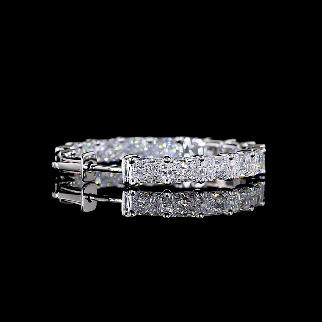 9.05 Cts 14k White Gold Radiant Shape Hoops Earring - Image 4