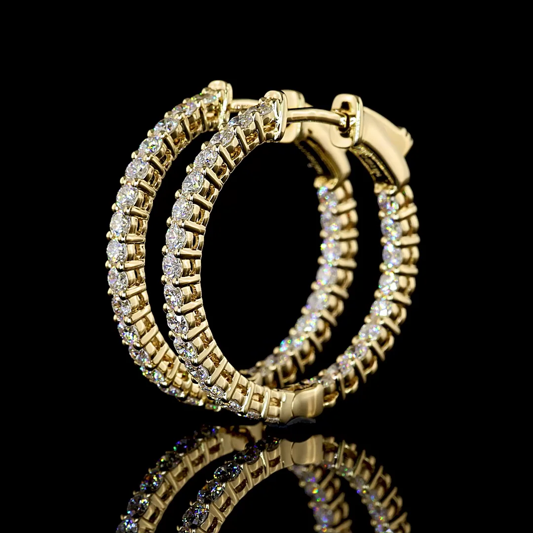 1.01 Cts 14k Yellow Gold Round Shape Hoops Earring - Image 2