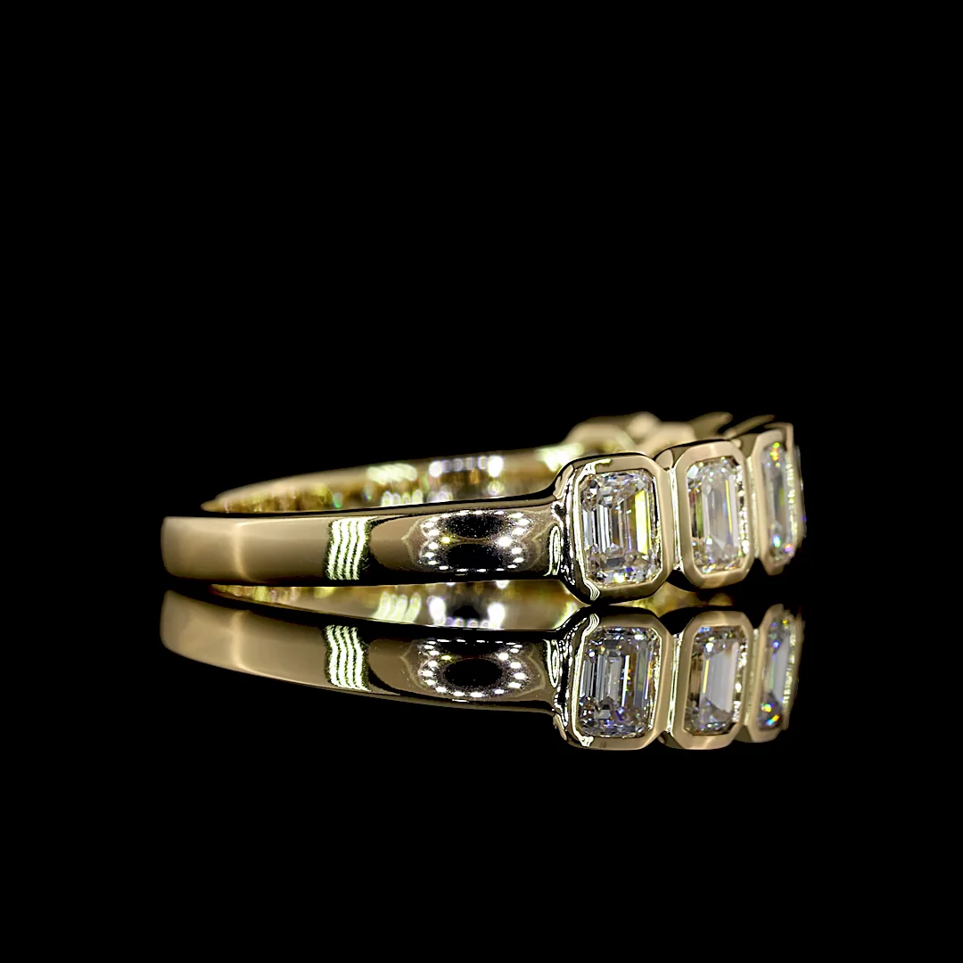 1.09 Cts 14k Yellow Gold Emerald Shape 7 Stones Eternity Band - Image 3