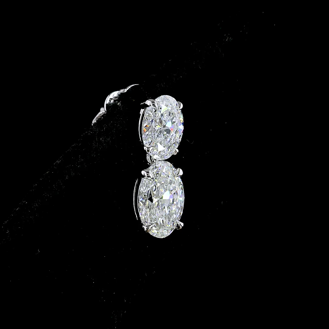 3.04 Cts 14k White Gold Oval Shape Hanging Earring - Image 4