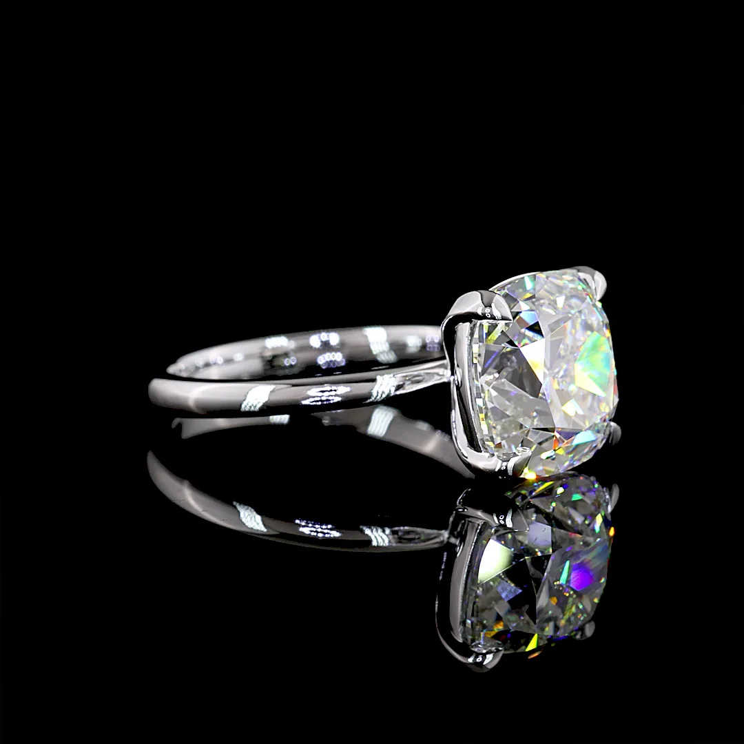 5.44 Cts 14k White Gold Antique Cushion Shape Solitaire Ring - Image 3