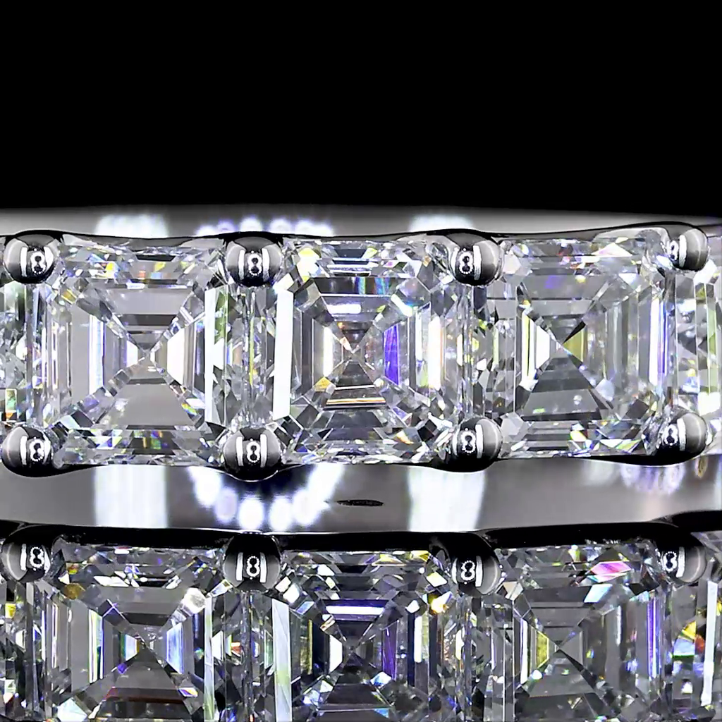 2.1 Cts 14k White Gold Asscher Shape Half Eternity Eternity Band - Image 3